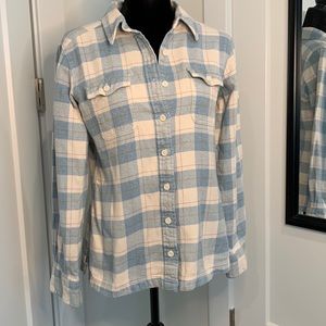 Blue and White Patagonia Plaid Flannel Button Down